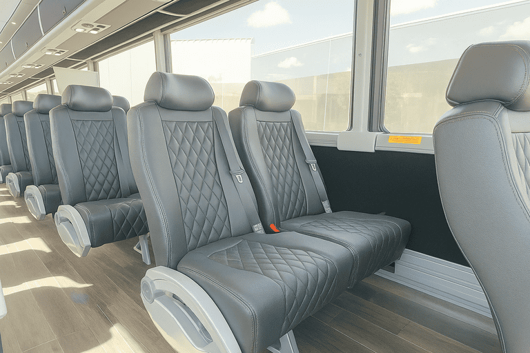 interior of Hialeah Minibus Company charter bus